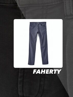 EUC Faherty Navy Stretch Fresh Terry Five Pocket Pants